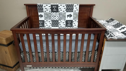 Custom Boy Crib Bedding - Wild and Free Buffalo Nursery Collection - DBC Baby Bedding Co 