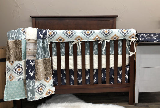 Custom Boy Crib Bedding - Buck and Aztec Ranch Collection - DBC Baby Bedding Co 