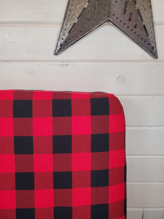 Fitted Sheet - Check in Red Black Buffalo Check : All Bed Sizes - DBC Baby Bedding Co 