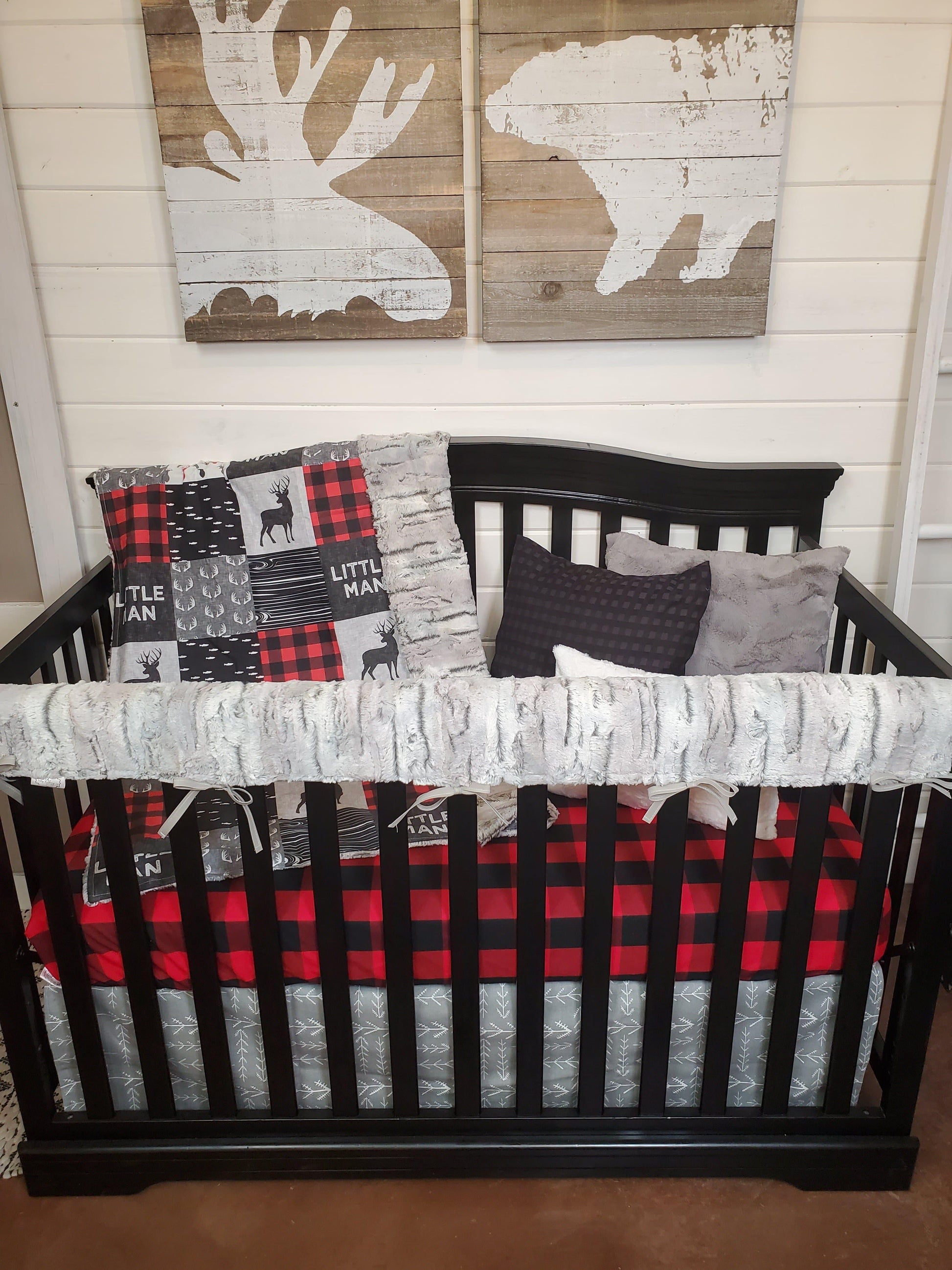 Custom Boy Crib Bedding- Little Man Deer Woodland Nursery Collection - DBC Baby Bedding Co 