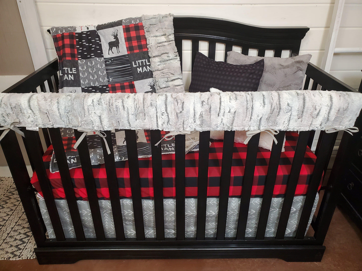 Custom Boy Crib Bedding- Little Man Deer Woodland Nursery Collection - DBC Baby Bedding Co 