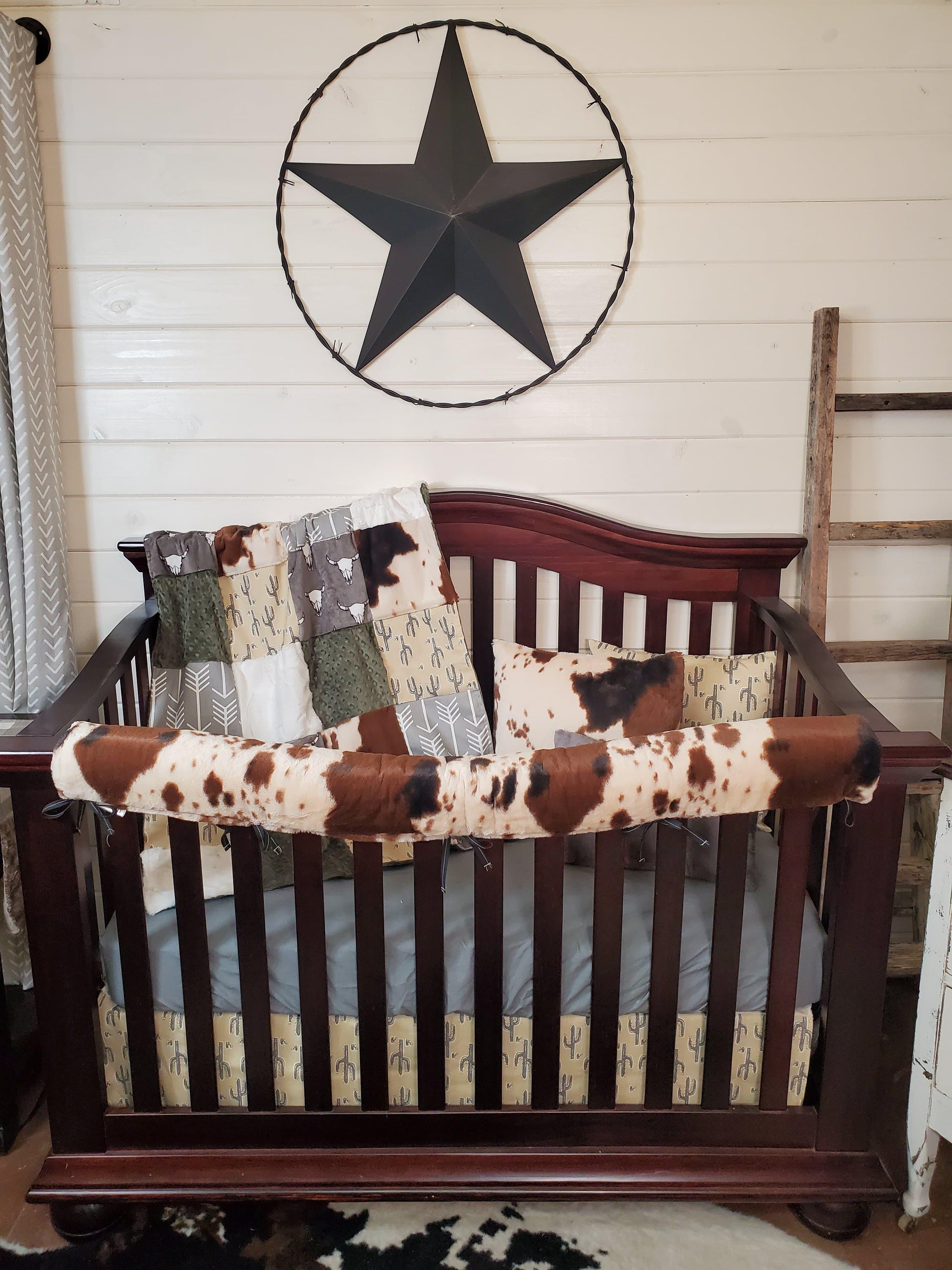 Quick Ship Boy Crib Bedding- Steer, Cactus, and Cow Minky Collection - DBC Baby Bedding Co 