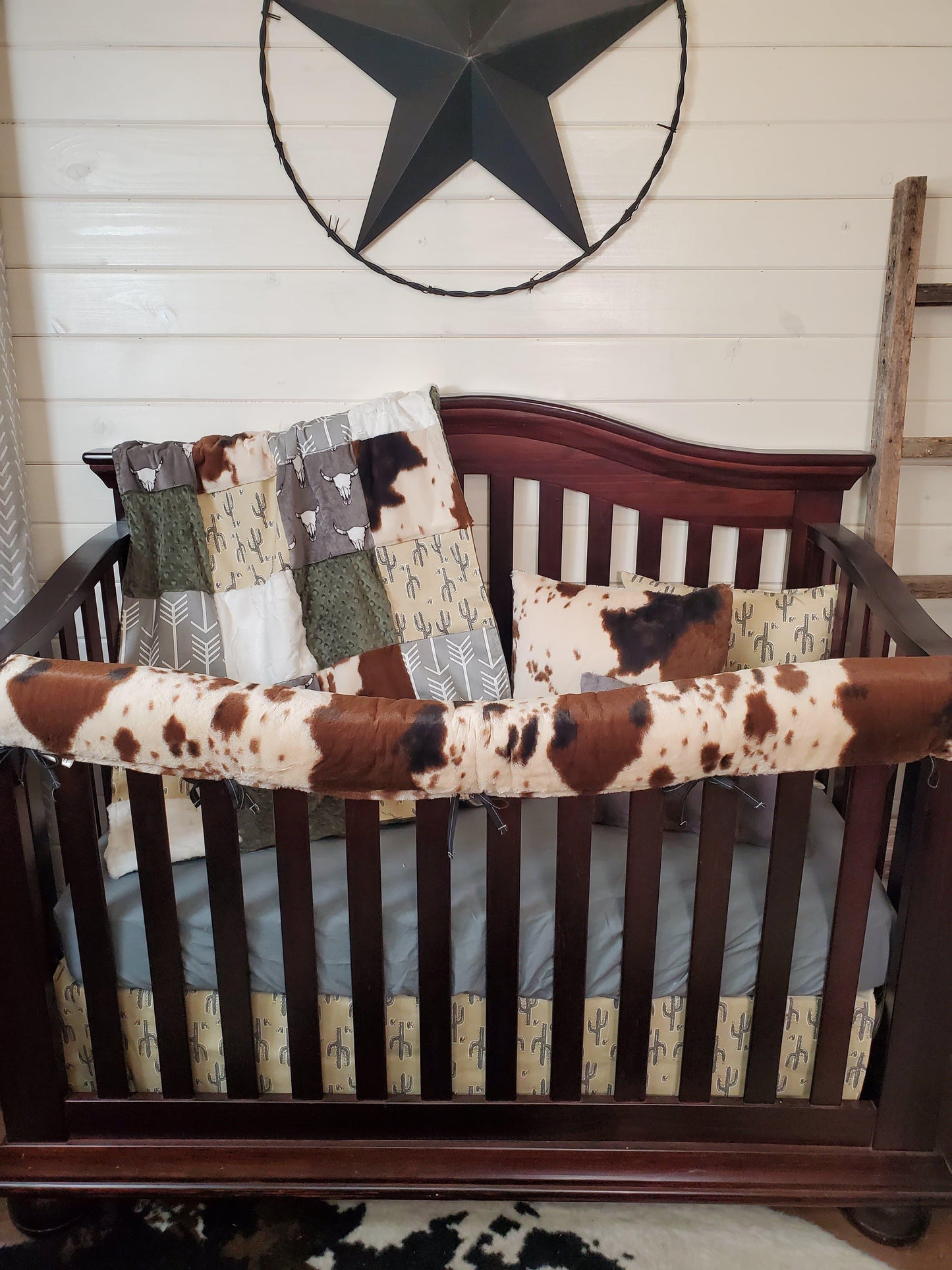 Quick Ship Boy Crib Bedding- Steer, Cactus, and Cow Minky Collection - DBC Baby Bedding Co 