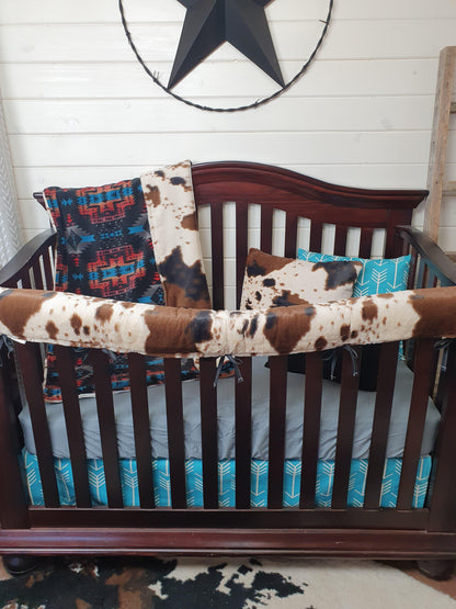 Boy Crib Bedding- Black Aztec and Cow Minky Ranch Collection - DBC Baby Bedding Co 