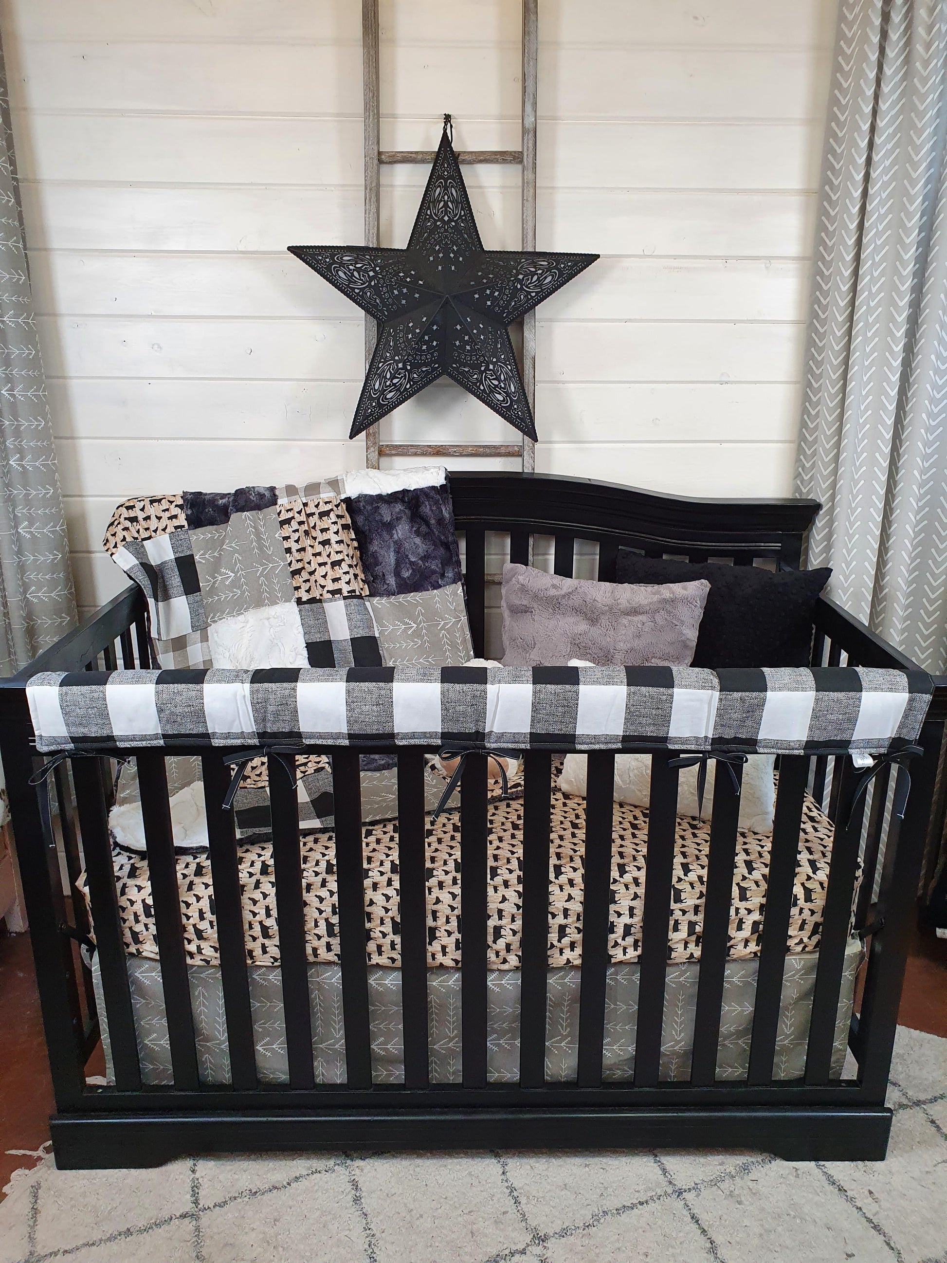 Boy Crib Bedding - Farm Animal and Black Check Collection - DBC Baby Bedding Co 