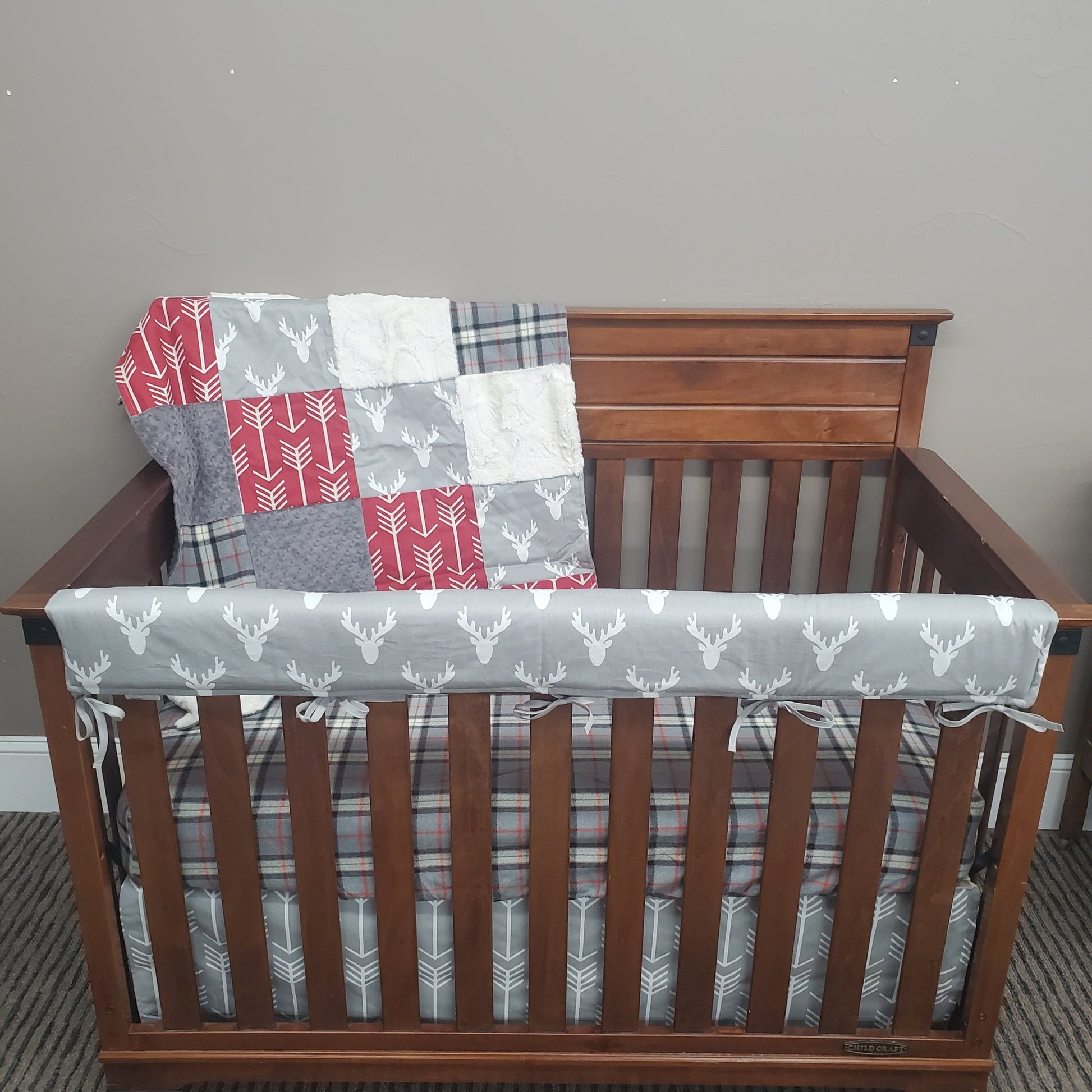 Boy Crib Bedding - Gray Deer Arrow Rustic Woodland Nursery Collection by DBC Baby Bedding Company