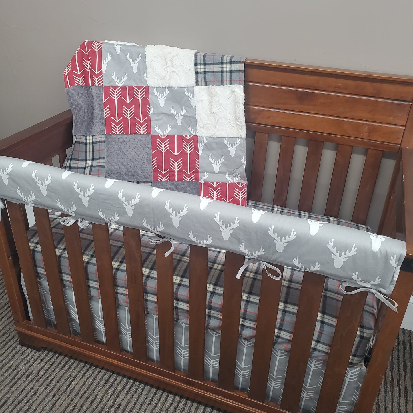 Boy Crib Bedding - Gray Deer Arrow Rustic Woodland Nursery Collection - DBC Baby Bedding Co 