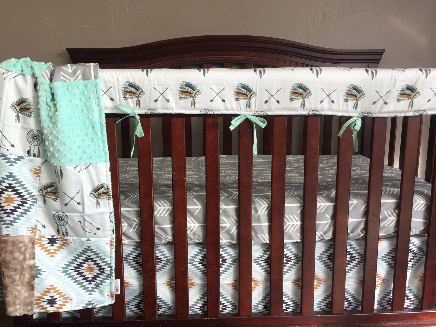 Custom Boy Crib Bedding- Dream Catcher and Aztec Nursery Collection - DBC Baby Bedding Co 