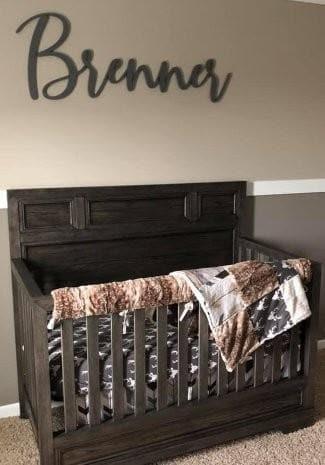 Custom Boy Crib Bedding - Buck, Arrows, Barnwood, and Fawn Minky, Rustic Buck Nursery Collection - DBC Baby Bedding Co 