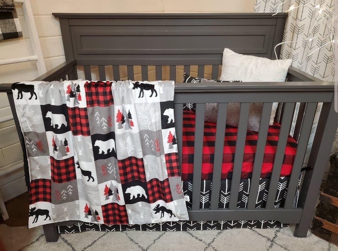 Stock Sale Boy Crib Bedding - Red Woodland Collection - DBC Baby Bedding Co 