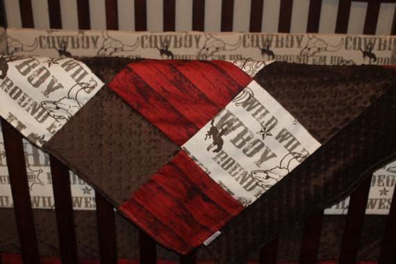 Patchwork Blanket - Cowboy and Barnwood - DBC Baby Bedding Co 