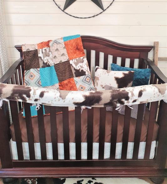 New Release Boy Crib Bedding - Team Roping Cowboy and Brown Sugar Cow Minky Western Baby Bedding Collection - DBC Baby Bedding Co