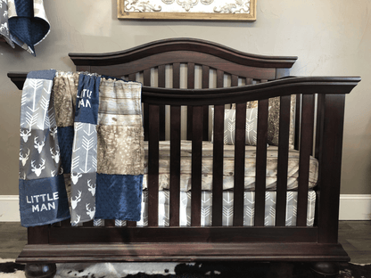 Custom Boy Crib Bedding - Buck, Arrows, Barnwood, and Fawn Minky, Rustic Buck Collection - DBC Baby Bedding Co 